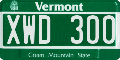 VT license plate XWD300