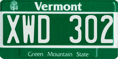VT license plate XWD302