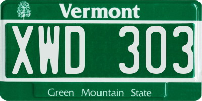 VT license plate XWD303