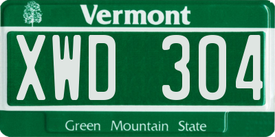 VT license plate XWD304