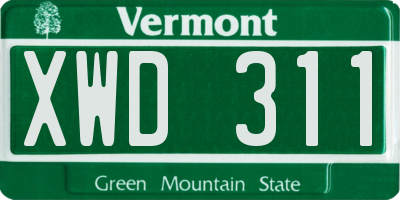 VT license plate XWD311