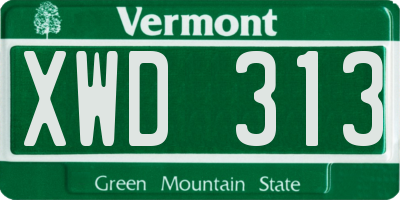 VT license plate XWD313