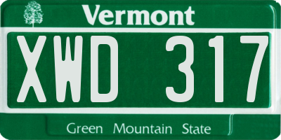 VT license plate XWD317