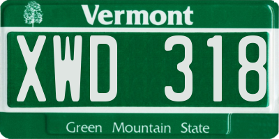 VT license plate XWD318