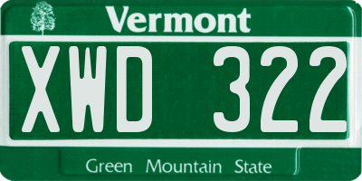 VT license plate XWD322