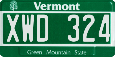 VT license plate XWD324