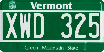 VT license plate XWD325