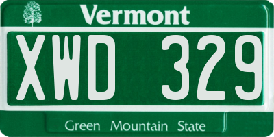VT license plate XWD329