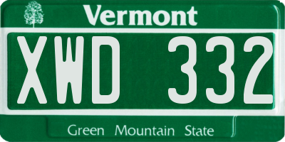 VT license plate XWD332