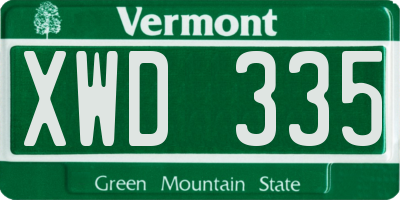 VT license plate XWD335