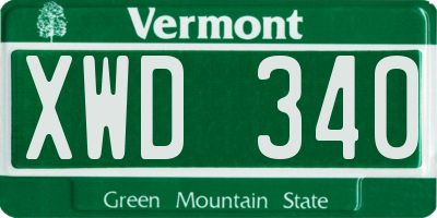 VT license plate XWD340