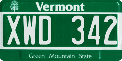 VT license plate XWD342