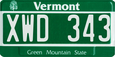 VT license plate XWD343