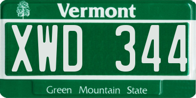 VT license plate XWD344