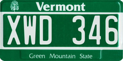 VT license plate XWD346