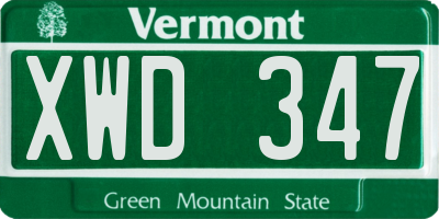 VT license plate XWD347