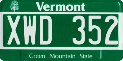 VT license plate XWD352