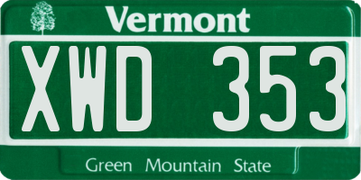 VT license plate XWD353
