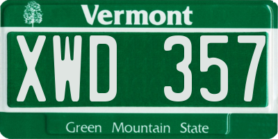 VT license plate XWD357