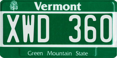 VT license plate XWD360