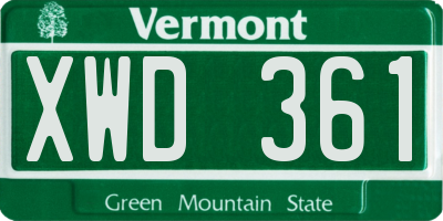 VT license plate XWD361