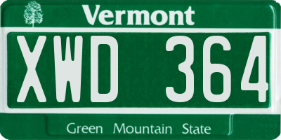 VT license plate XWD364