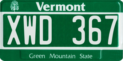 VT license plate XWD367