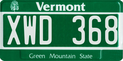VT license plate XWD368