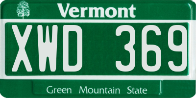 VT license plate XWD369