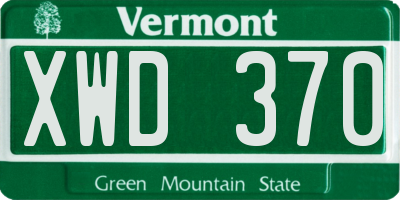 VT license plate XWD370