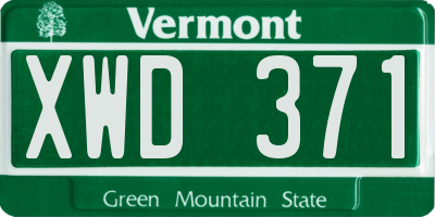 VT license plate XWD371