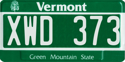 VT license plate XWD373