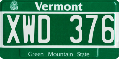 VT license plate XWD376