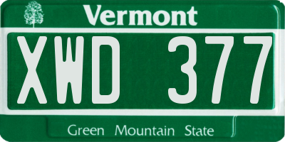 VT license plate XWD377