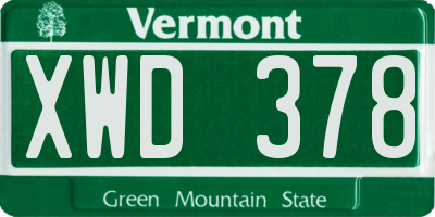 VT license plate XWD378