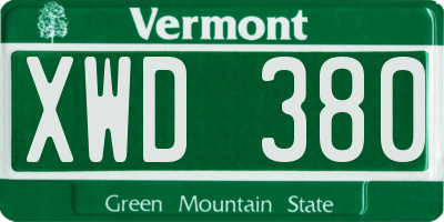 VT license plate XWD380
