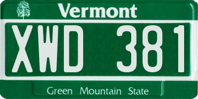 VT license plate XWD381