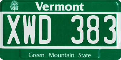 VT license plate XWD383