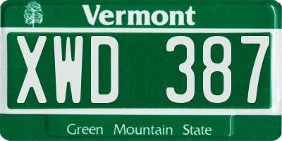 VT license plate XWD387
