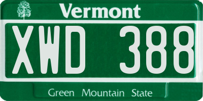 VT license plate XWD388