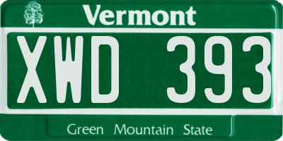 VT license plate XWD393