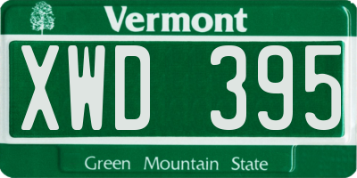 VT license plate XWD395