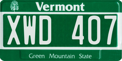 VT license plate XWD407