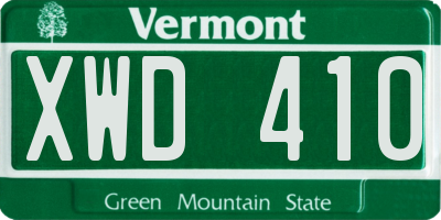 VT license plate XWD410