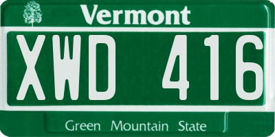 VT license plate XWD416