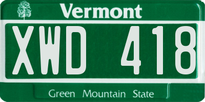 VT license plate XWD418