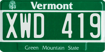 VT license plate XWD419