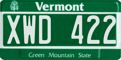 VT license plate XWD422