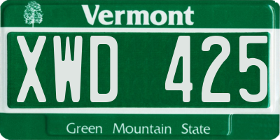 VT license plate XWD425