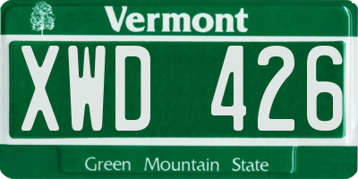 VT license plate XWD426